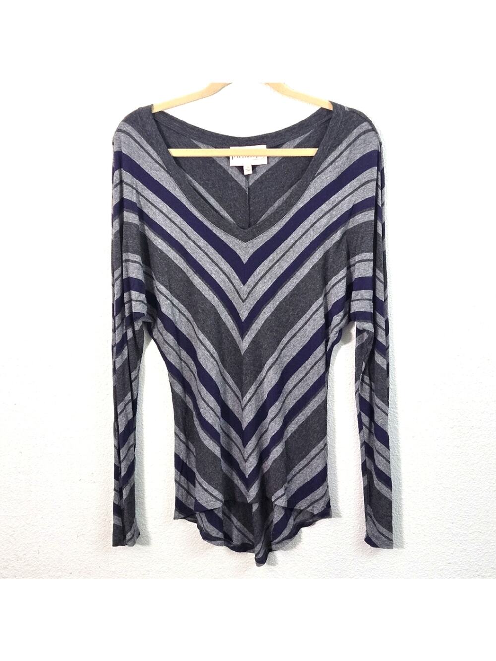 Philosophy Knit Top Size S Chevron Summer Lightweight Relaxed Gray Blue